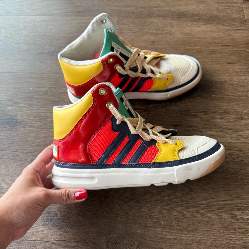 Adidas by Stella McCartney high top Red and Yellow Sneakers